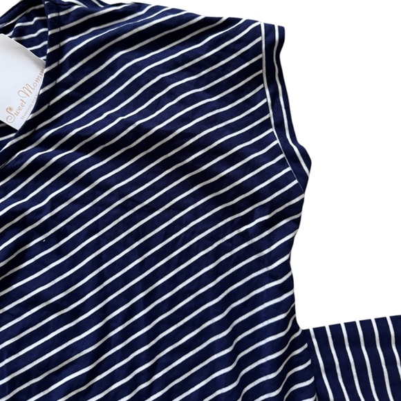 Sweet Mommy Maternity Blue & White Striped Long Sleeve/Cap Sleeve Top NWT - Picture 4 of 9